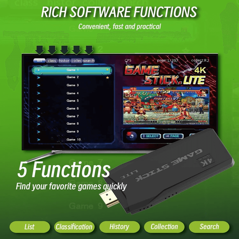 Trådlös Retro Spelkonsol med 20 000 Klassiska Spel, 4K TV Spelsticka