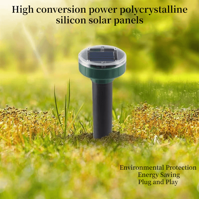 Solcellsdriven Ultraljuds Skadedjursskrämma | Avskräcker Mullvadar & Gnagare | Vattentät, 400Hz, Trädgårdsskydd Utomhus