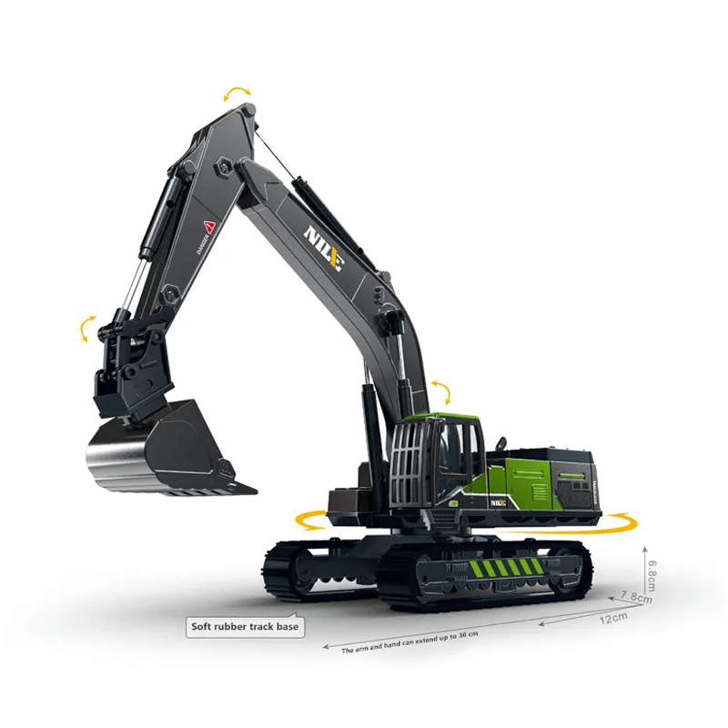 Byggnadsfordon Leksak 1:50 – Simulerad Grävmaskin, Kran och Lastbil med Rörliga Leder