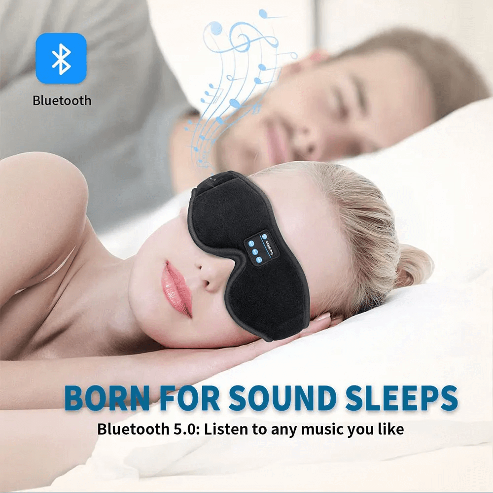 Snoozeit.™ - Bluetooth Sovmask med HD-högtalare - 3D Sovhörlurar med Autoavstängning | Trådlös Bluetooth 5.0