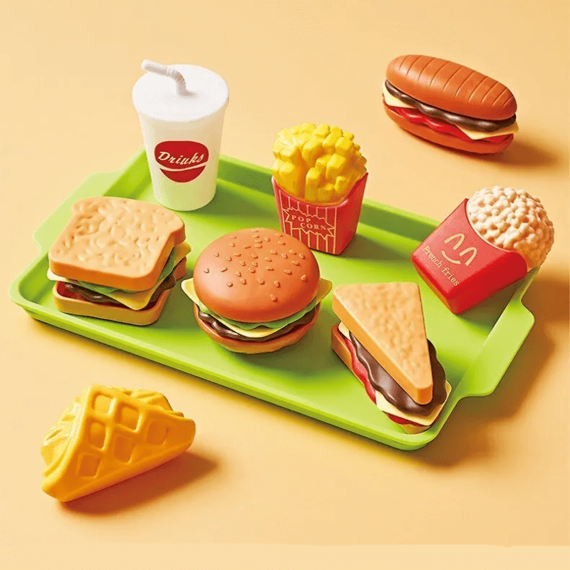 Mini Pretend Food Set – Realistisk Hamburgartallrik för Barns Rollspel