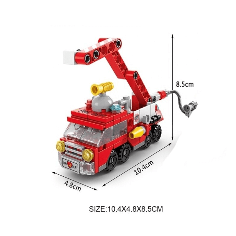 6-i-1 Byggklossar Fordonsset för Barn | Brandbil, Stridsvagn & Helikopter – STEM Leksak för Kreativ Lek & Lärande (6–10 år)