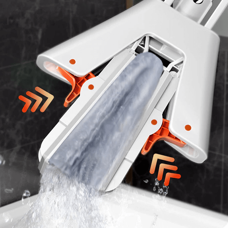 Självpressande Mopp med Teleskopskaft – Hopfällbar Bomullsmopp för Effektiv Golvrengöring & Torkning