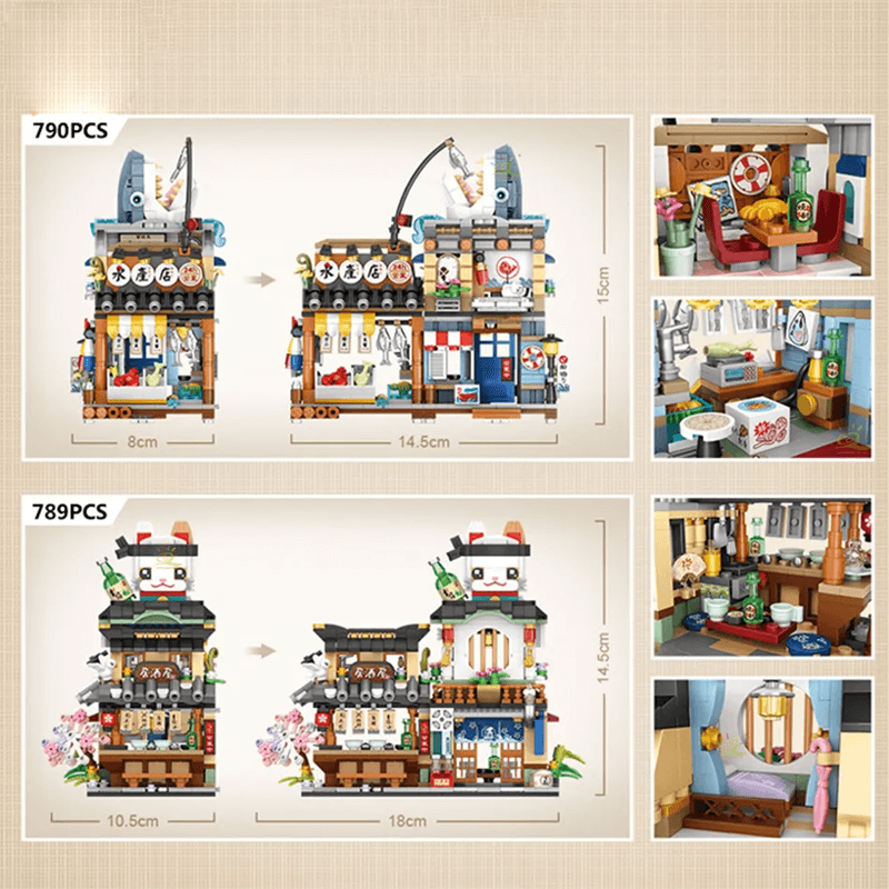 Japanese Street Mini Building Blocks - DIY Model