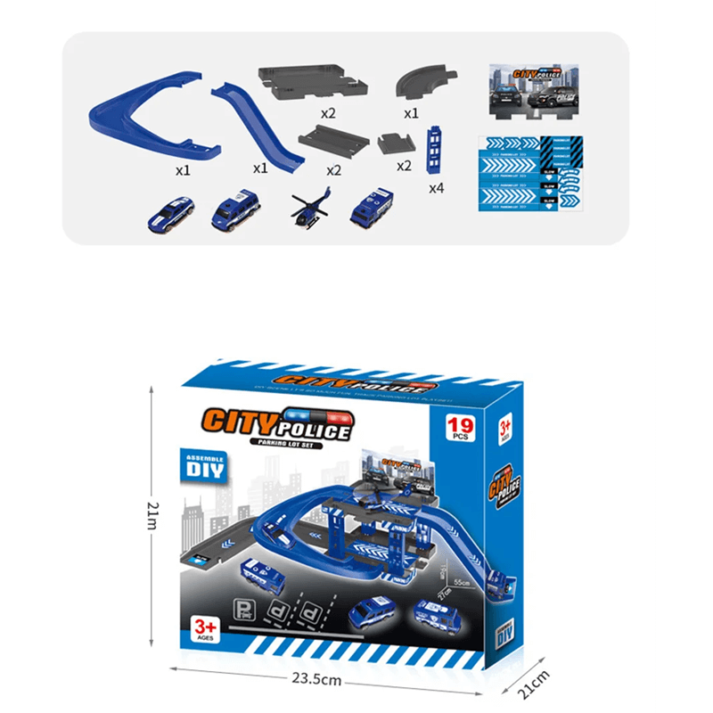 Bil Parkeringshus Leksaksset – Fri Montering med Flera Leksaksbilar och Olika Stilar