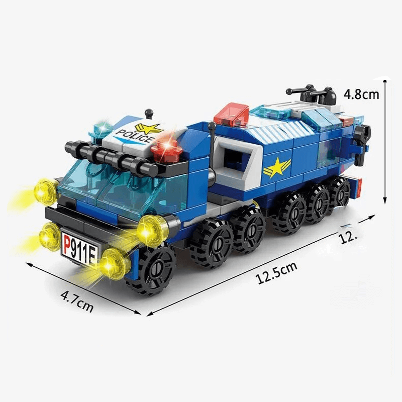 Intelligensutvecklande 6 i 1 Byggklossar – Brandbil, Polisbil och Ingenjörsfordon