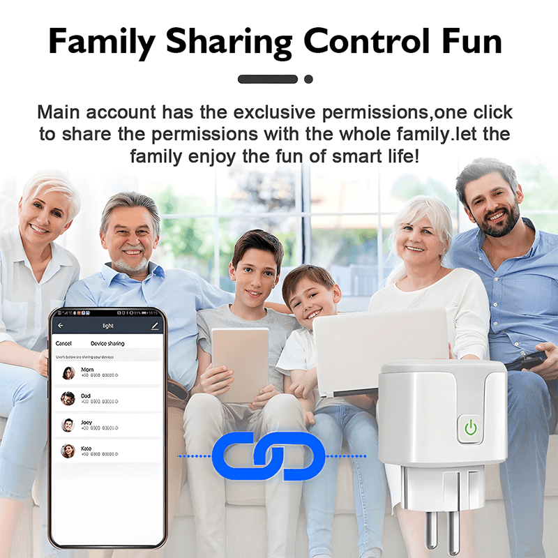 Smart WiFi-Kontakt 16A/20A – Röststyrd Uttagsadapter