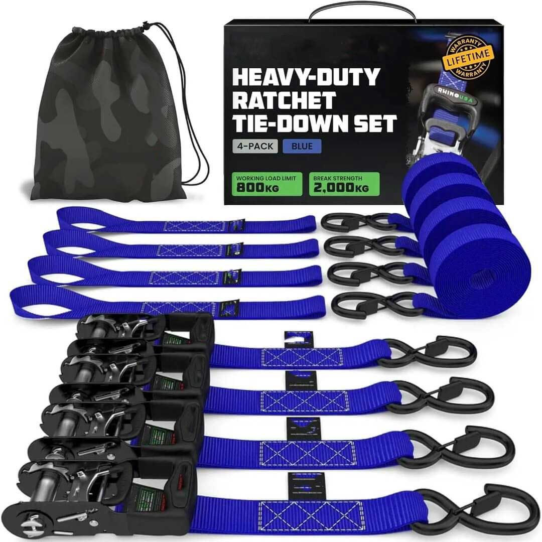 TightHold – Retractable Spännbandskit 4-pack | Självinrullande Spännband för Enkel och Stabil Lastsäkring