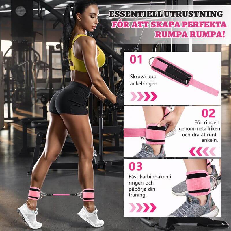 BootyFlex – Ankelbaseret modstandsbåndsæt med justerbar belastning til ben, hofter og hjemmetræning
