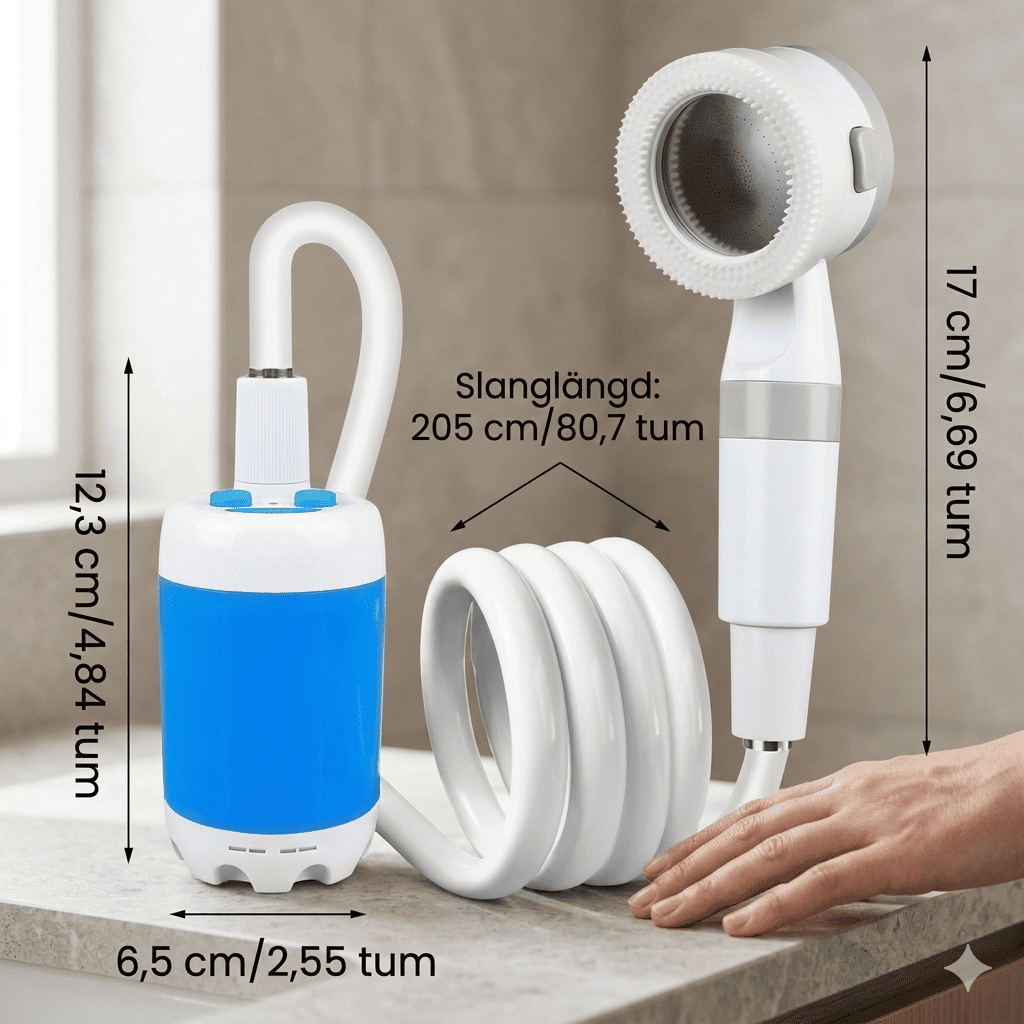 CampFlow - Bærbar bruserenhed med vandpumpe