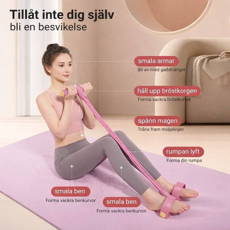 FlexPulse – Pedalbaseret træningsudstyr med elastikker til strækøvelser, mave-, ben-, arm- og helkropstræning