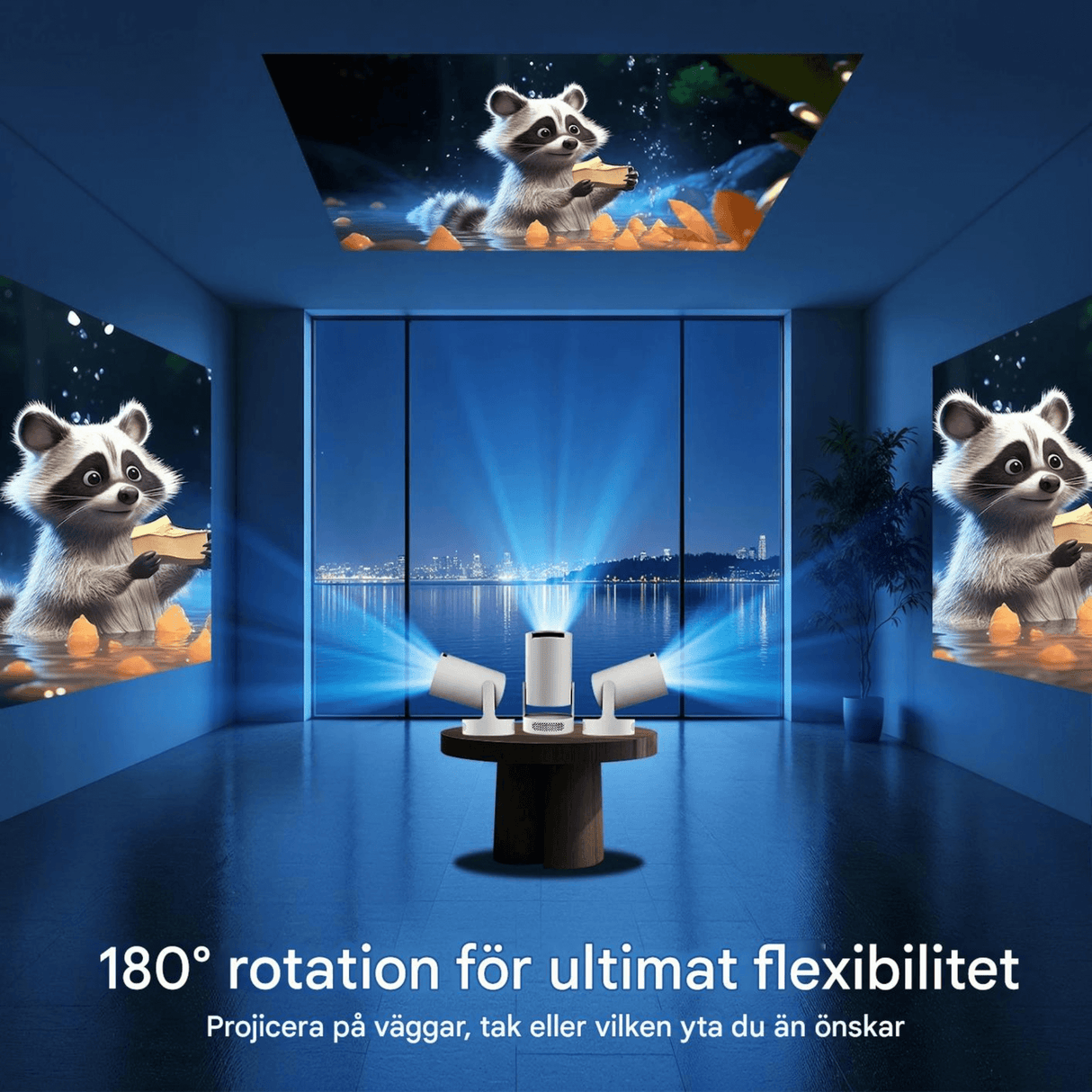 LumiCast View – Magcubic HY300 Pro+ Miniprojektor med Android 11, WiFi 6 og 720P LED-billede til hjemmebiograf og underholdning
