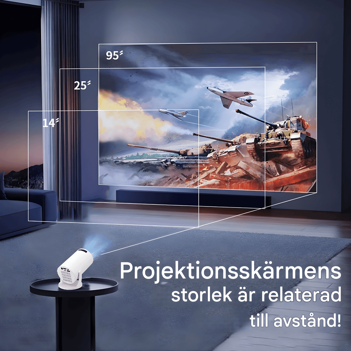 MiniBeam – Trådløs miniprojektor med skærmdeling, 500 ANSI-lumen og 16:9-understøttelse til hjemmet, kontoret og rejser