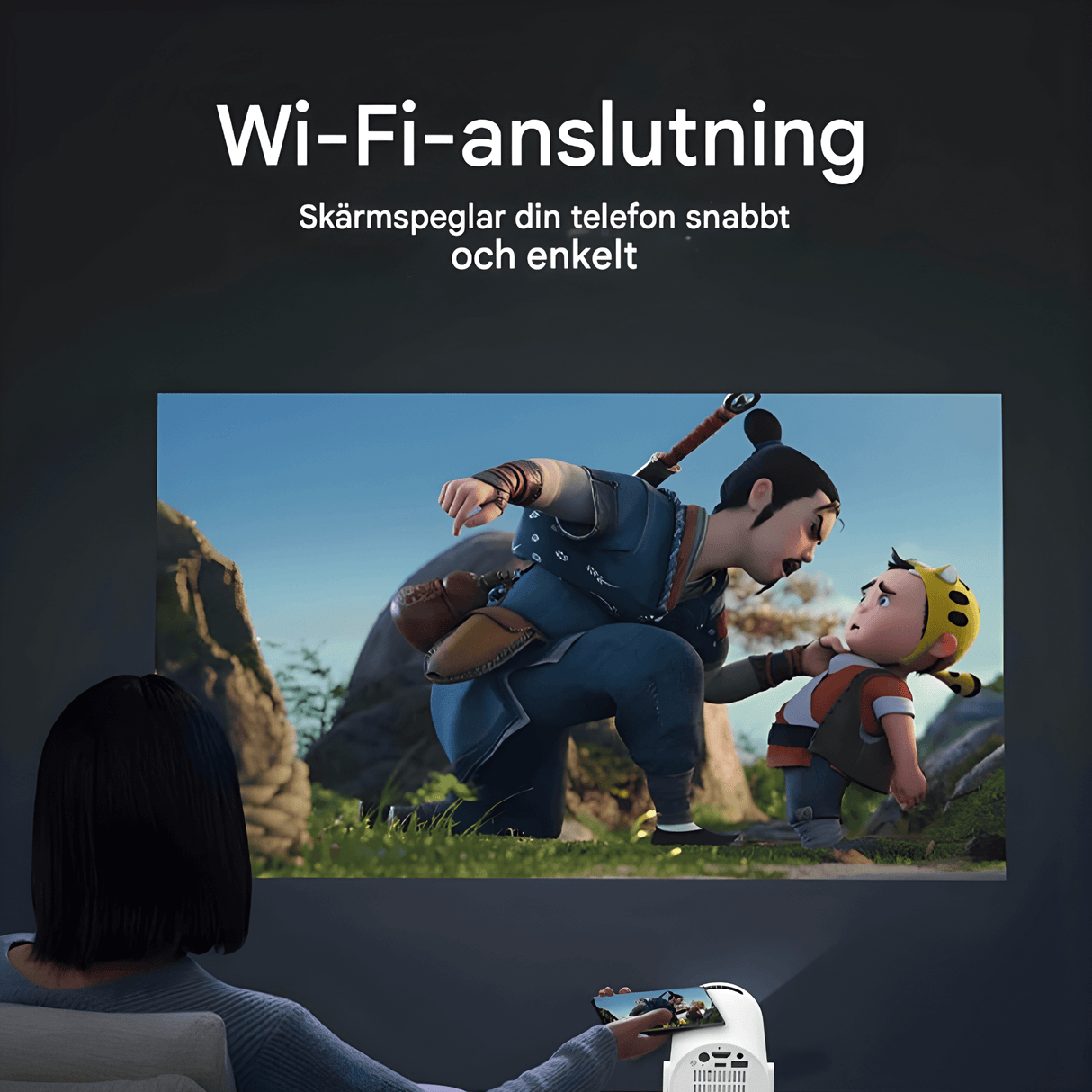 MiniBeam – Trådløs miniprojektor med skærmdeling, 500 ANSI-lumen og 16:9-understøttelse til hjemmet, kontoret og rejser