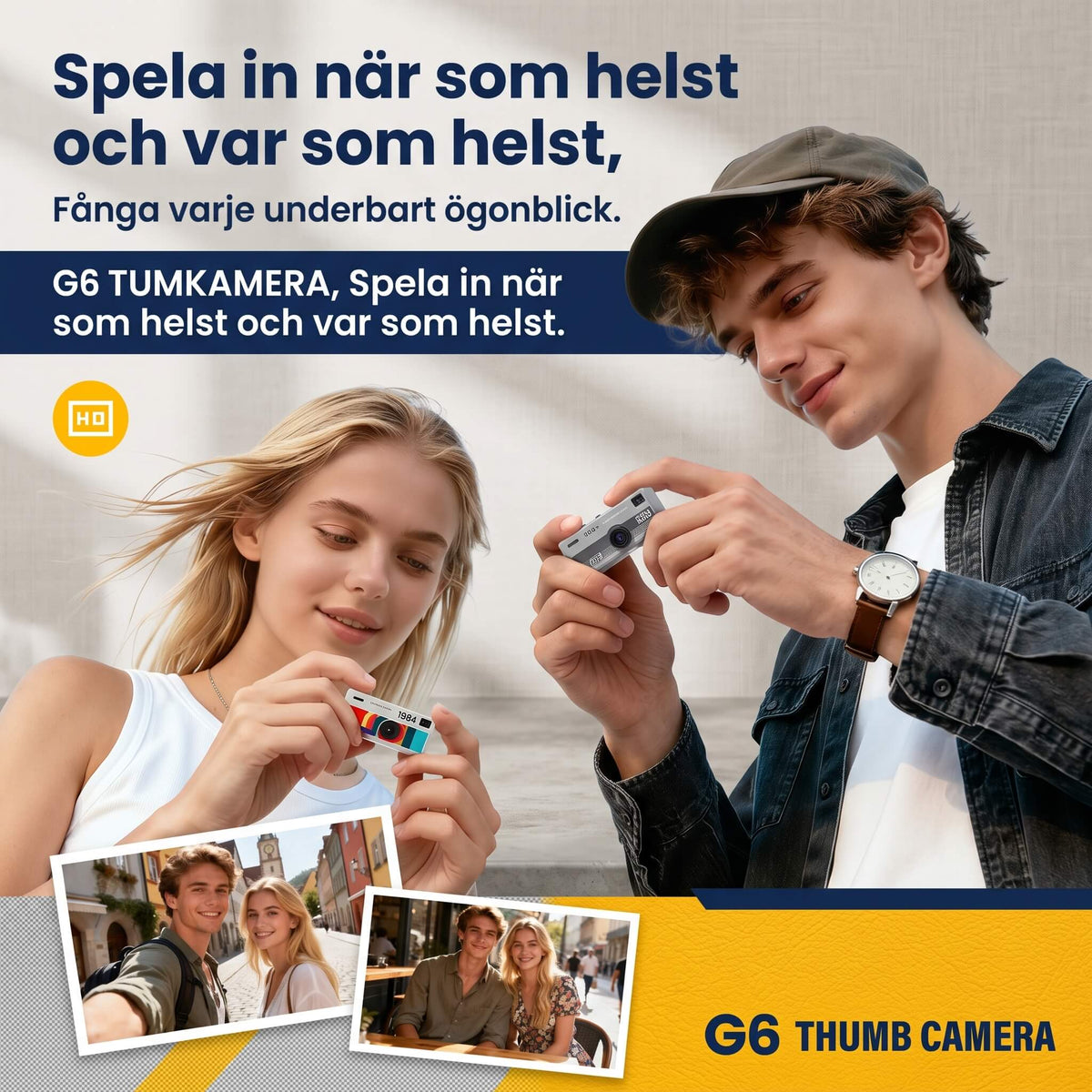 PixelKey – Mini Nyckelringskamera med 0.96" Skärm – Bärbar 1080P Videokamera med Blixt