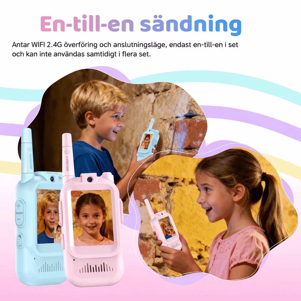 PlayTalk – Video Walkie Talkies för Barn med 2” HD-Skärm, USB-C och Tvåvägskommunikation