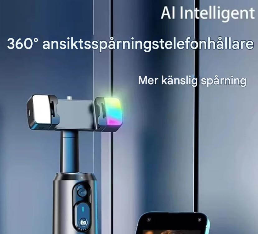 AiveloTrack – AI 360° Ansiktsspårande Mobilhållare | Handsfree-inspelning för Vloggar, Livesändningar & Videosamtal