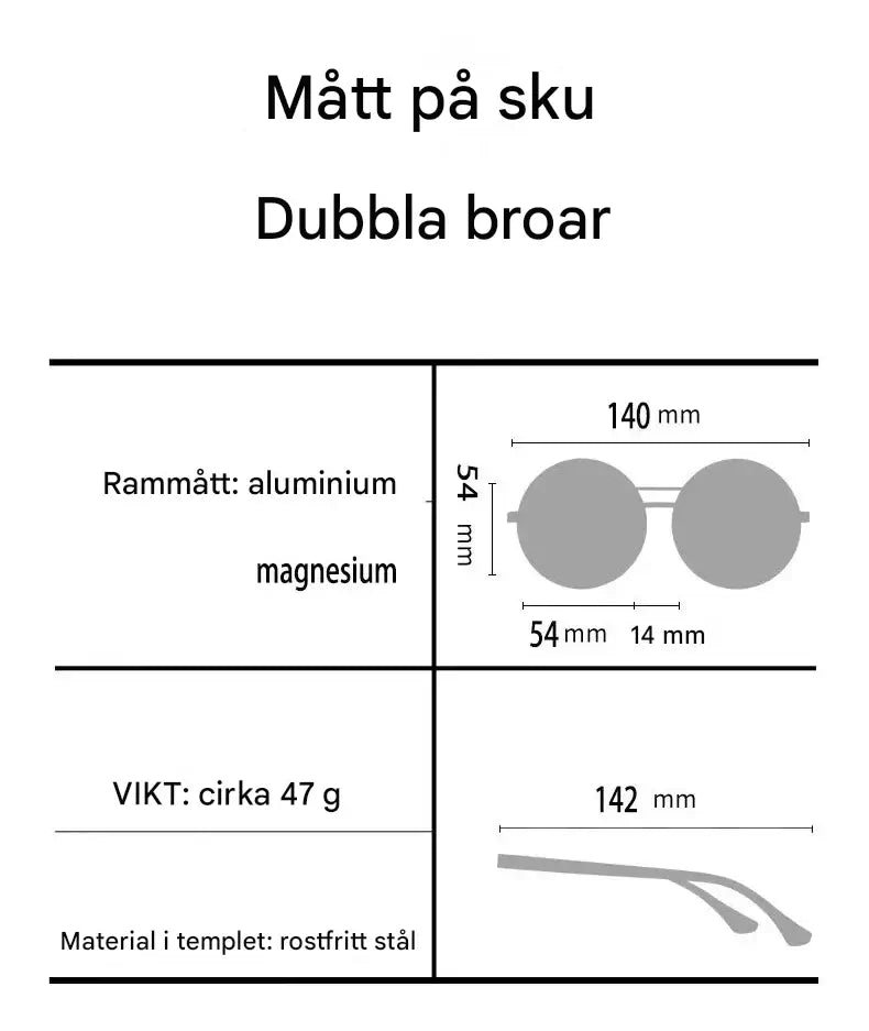 Solvyn – Justerbara Runda Solglasögon för Män & Kvinnor | Polariserade med ND-Liknande Filter och Retrostil
