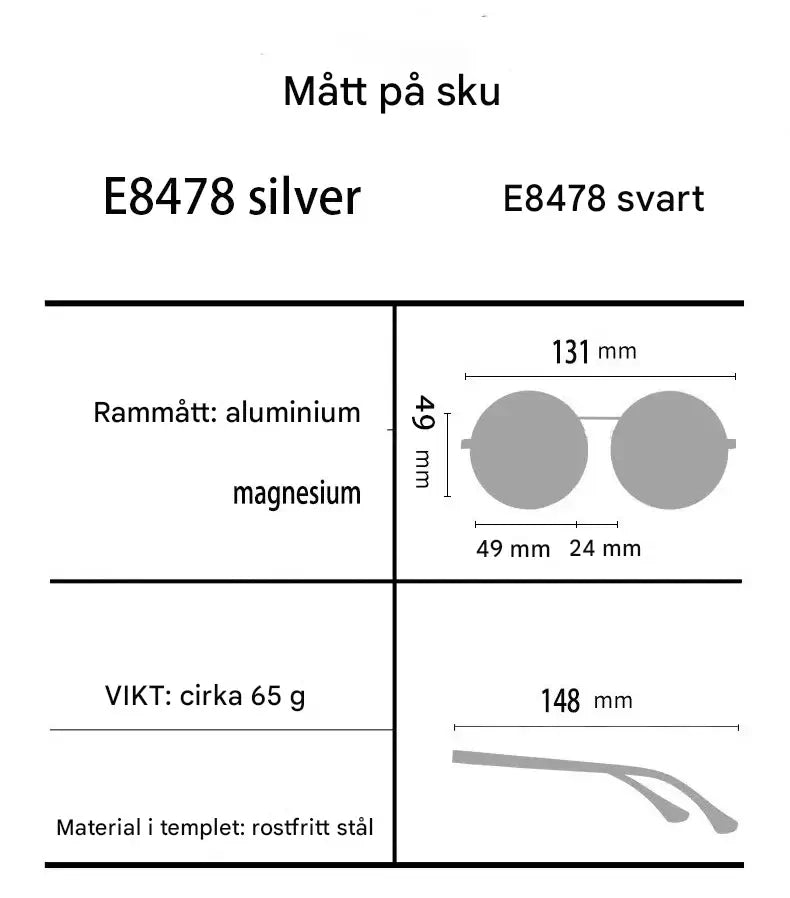 Solvyn – Justerbara Runda Solglasögon för Män & Kvinnor | Polariserade med ND-Liknande Filter och Retrostil