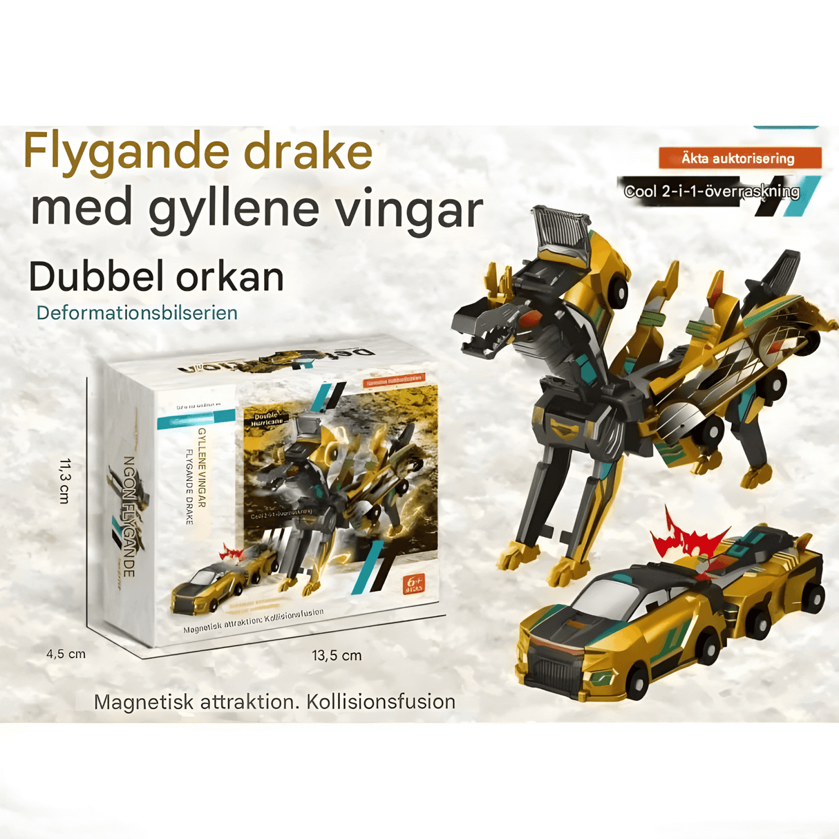 SkyDrake – Magnetisk Crashbil, der forvandles til en flyvende drage | 2-i-1 Legekøretøj til fantasi og bevægelsesleg