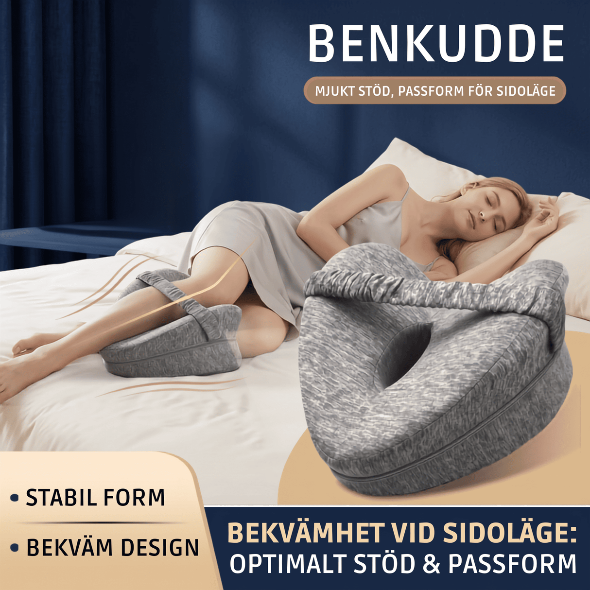 SleepAlign – Ergonomisk Minneskudde för Ben och Knän, Sidosovare – Minskar Smärta i Höft, Rygg och Ischias