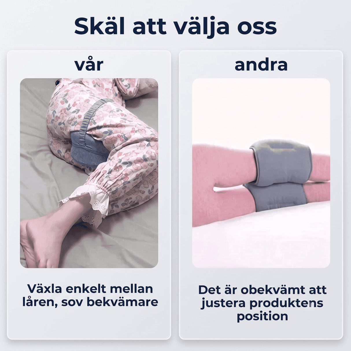 SleepAlign – Ergonomisk minneputepute for ben og knær, for de som sover på siden – Lindrer smerter i hofte, rygg og isjias
