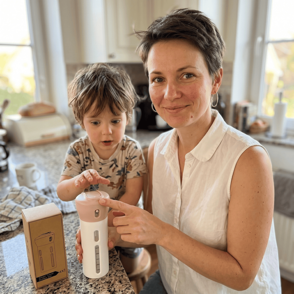 SpinFill – 4-i-1 Roterande Resedispenser med Läckagesäkra Refillflaskor på 40 ml – Kompakt Reseflaska