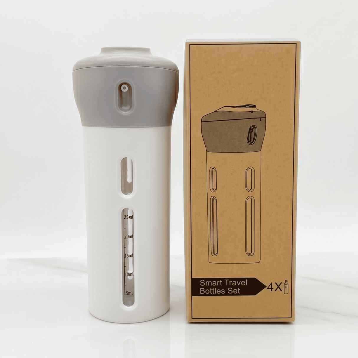 SpinFill – 4-i-1 Roterande Resedispenser med Läckagesäkra Refillflaskor på 40 ml – Kompakt Reseflaska