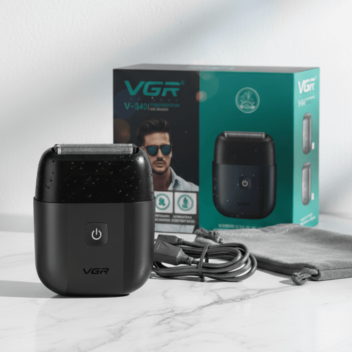 TrimAxis - Elektrisk barbermaskine med tre blade til mænd, IPX7 vandafvisende design & USB Type-C hurtig opladning