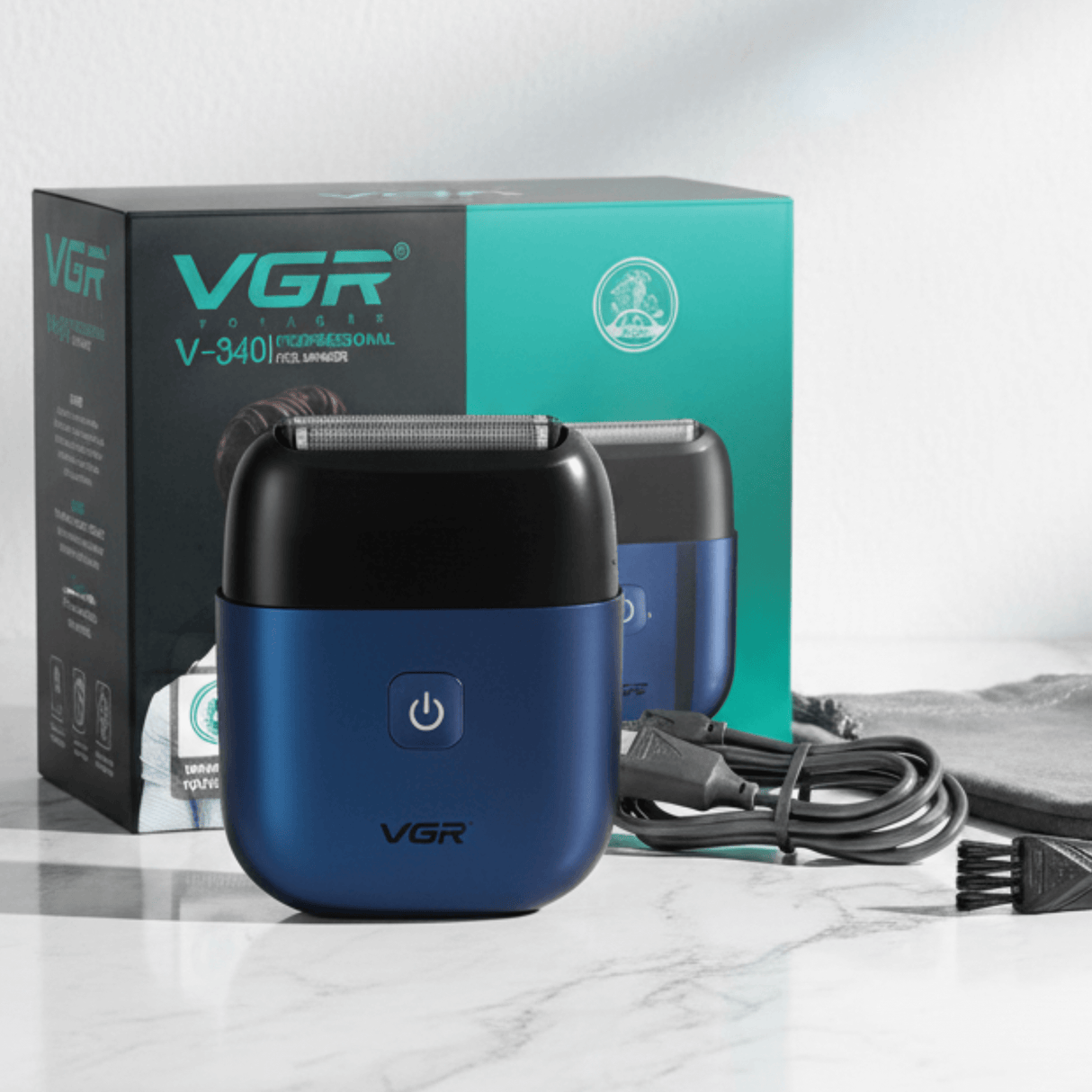 TrimAxis - Elektrisk barbermaskine med tre blade til mænd, IPX7 vandafvisende design & USB Type-C hurtig opladning