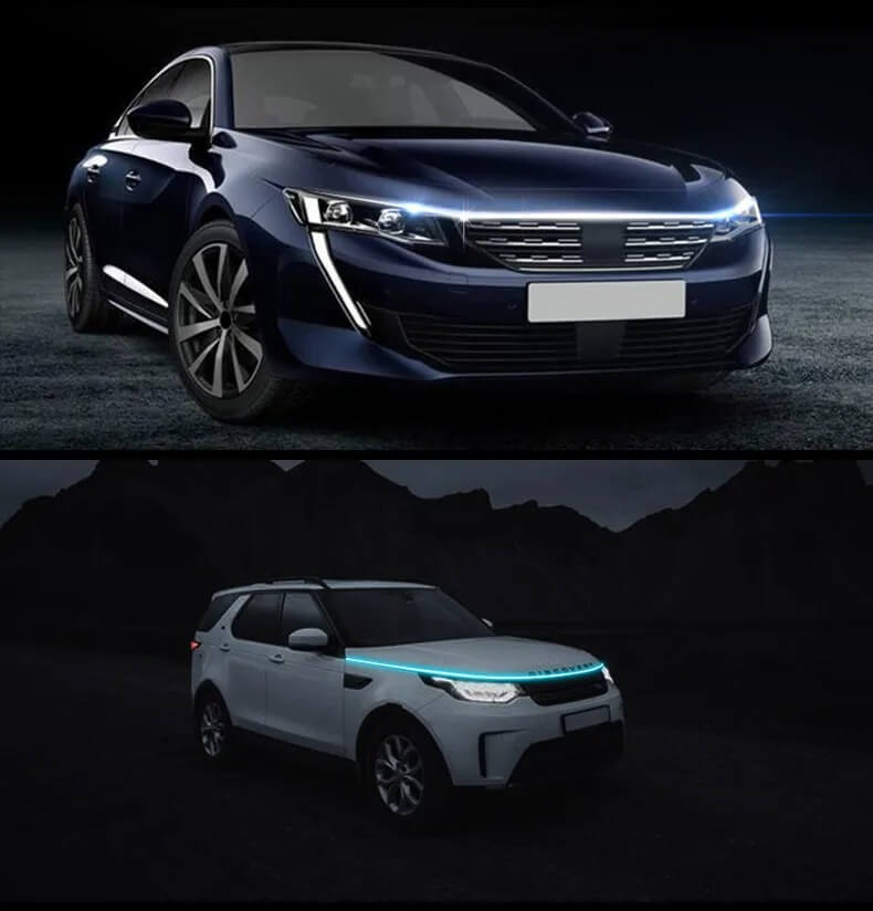 GlowTail - LED DRL Huvlist för Bil | 150cm Sekventiellt Ljusband med Vattentålig Design