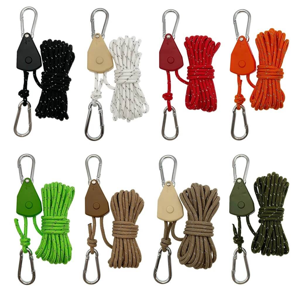 ReflectaCord – Reflekterande Tältlina 5M med Justerbar Trissa för Camping