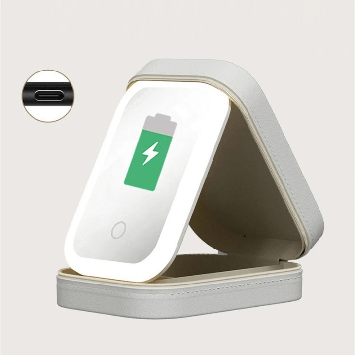 GlamVault – Resvänlig Sminkförvaring med Inbyggd LED-spegel | Smidig Förvaring med Stil