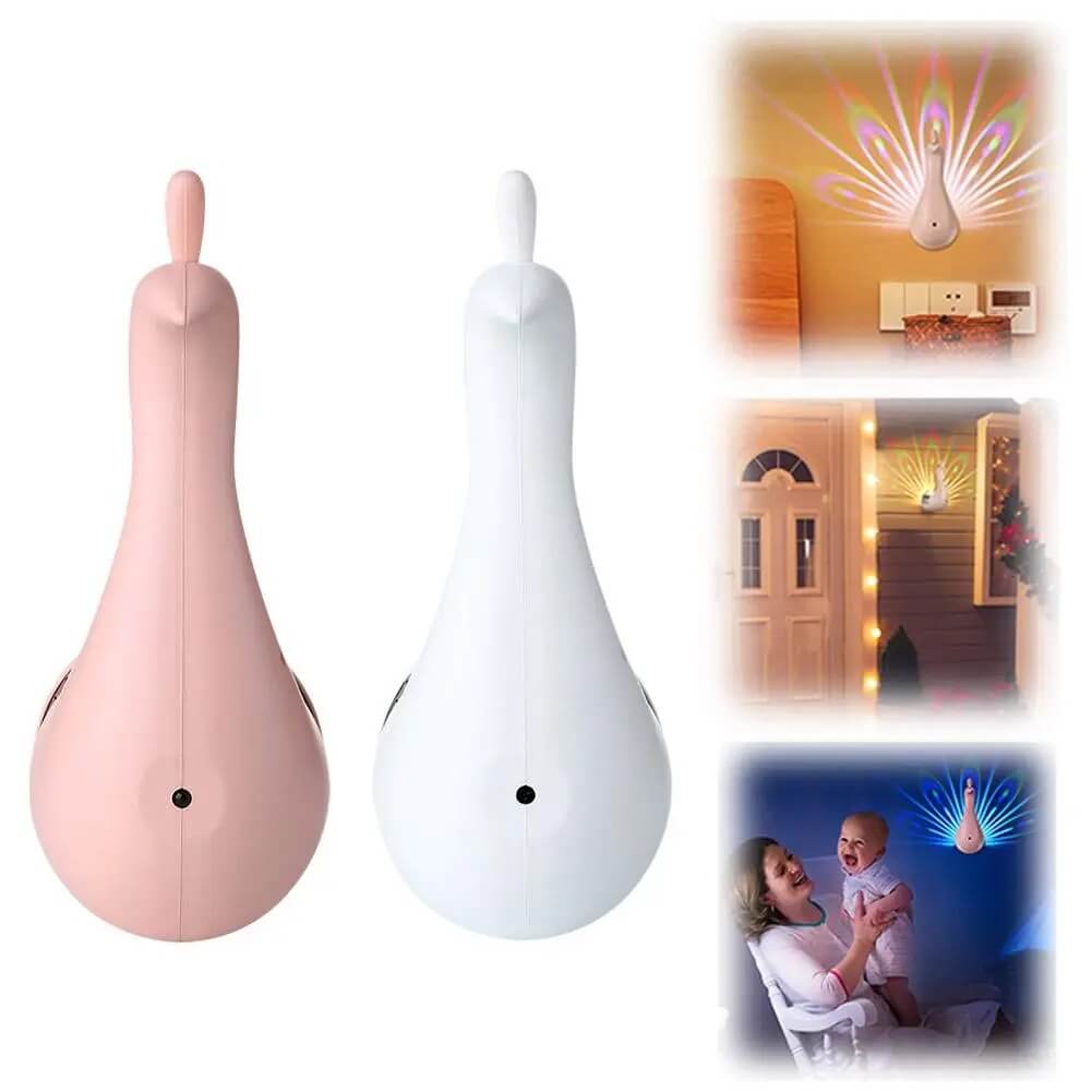 PeacockGlow – Fjärrstyrd Peacock Projektorlampa med Färgglad Atmosfär | Kreativ Nattlampa för Sovrum och Hem