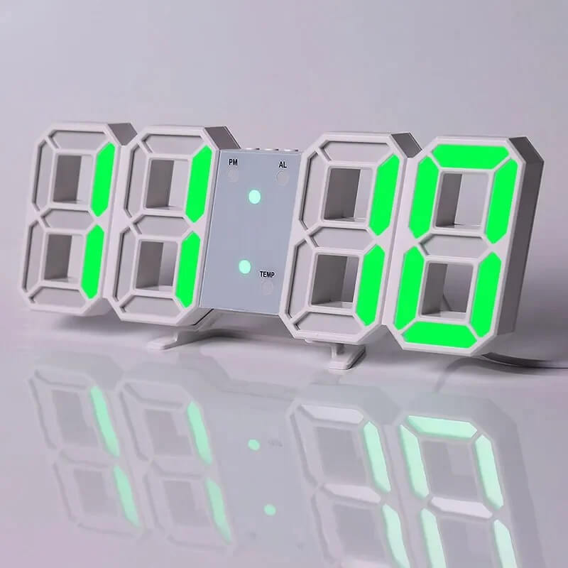 BrightChrono – 3D Digital LED Vägg- & Bordsklocka | Stilren Tidsvisning för Hem & Kontor