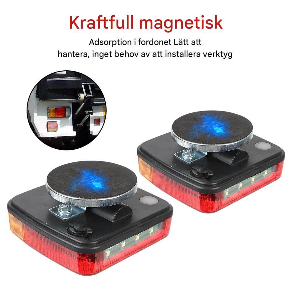 TrailMagnet – Magnetiska Sladdlösa LED Bakljus för Släp, Husvagn & Lastbil | Trådlöst Bromsljus med 5 Funktioner