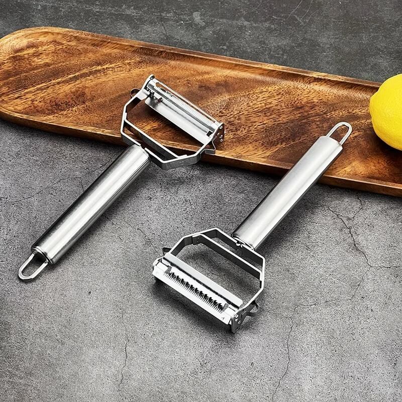 EasyGrate – Multifunktionell 4-i-1 Skalare och Rivjärn i Rostfritt Stål | Smidig och Snabb Skärning i Köket