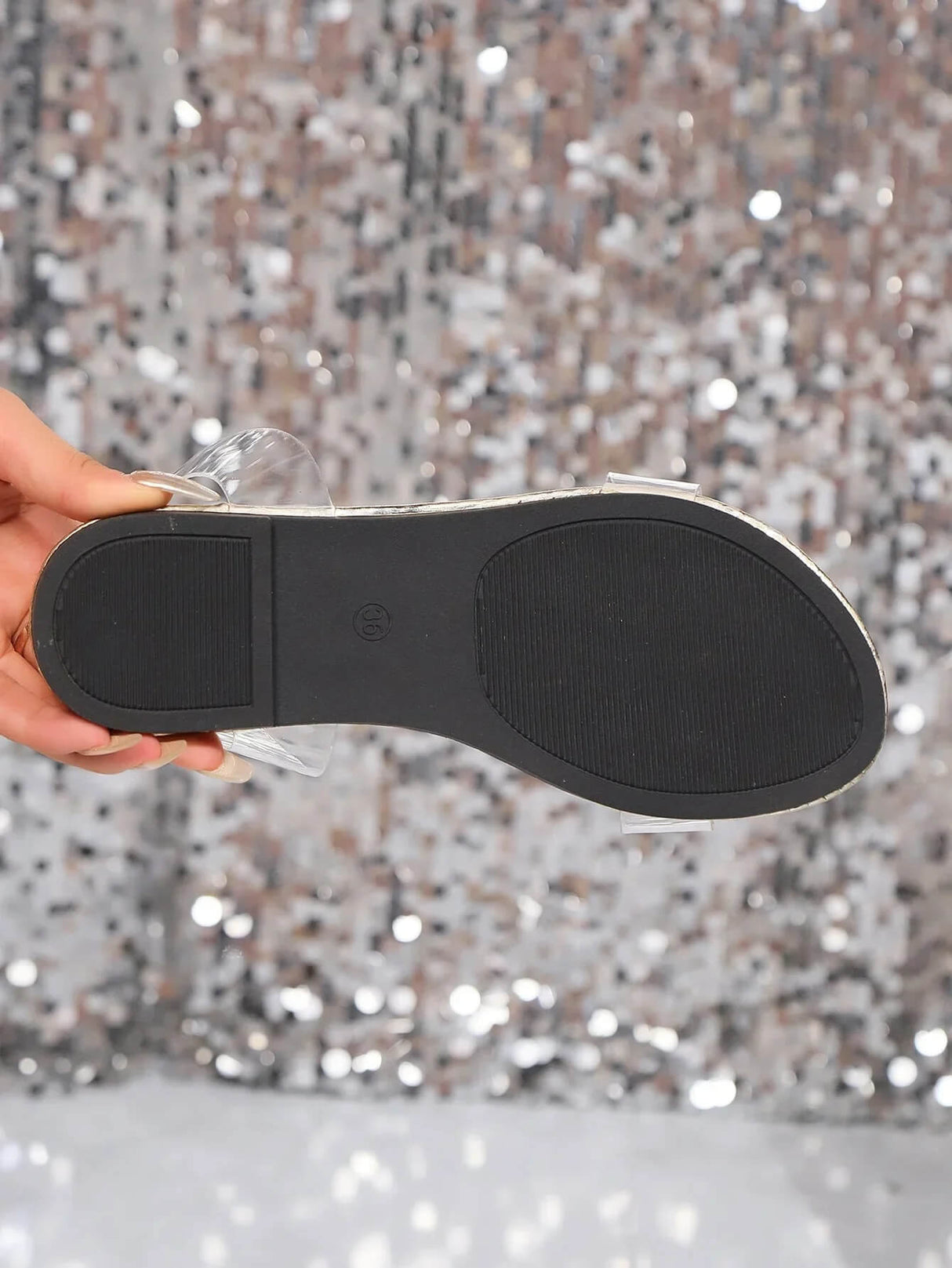 GlitzaWalk – Damsandaler med Strass och Transparenta Remmar | Bekväma Sommarskor i Plusstorlek