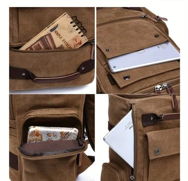 NomadiqPack – Vintage Canvas Ryggsäck för Resor | Stil, Funktion och Flexibilitet i Ett