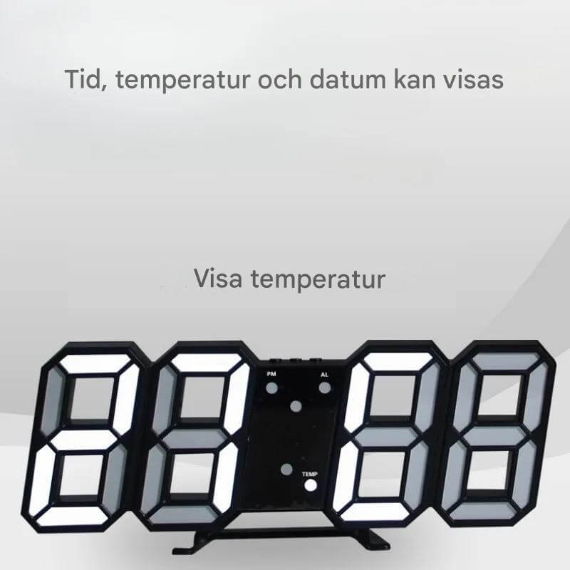 BrightChrono – 3D Digital LED Vägg- & Bordsklocka | Stilren Tidsvisning för Hem & Kontor