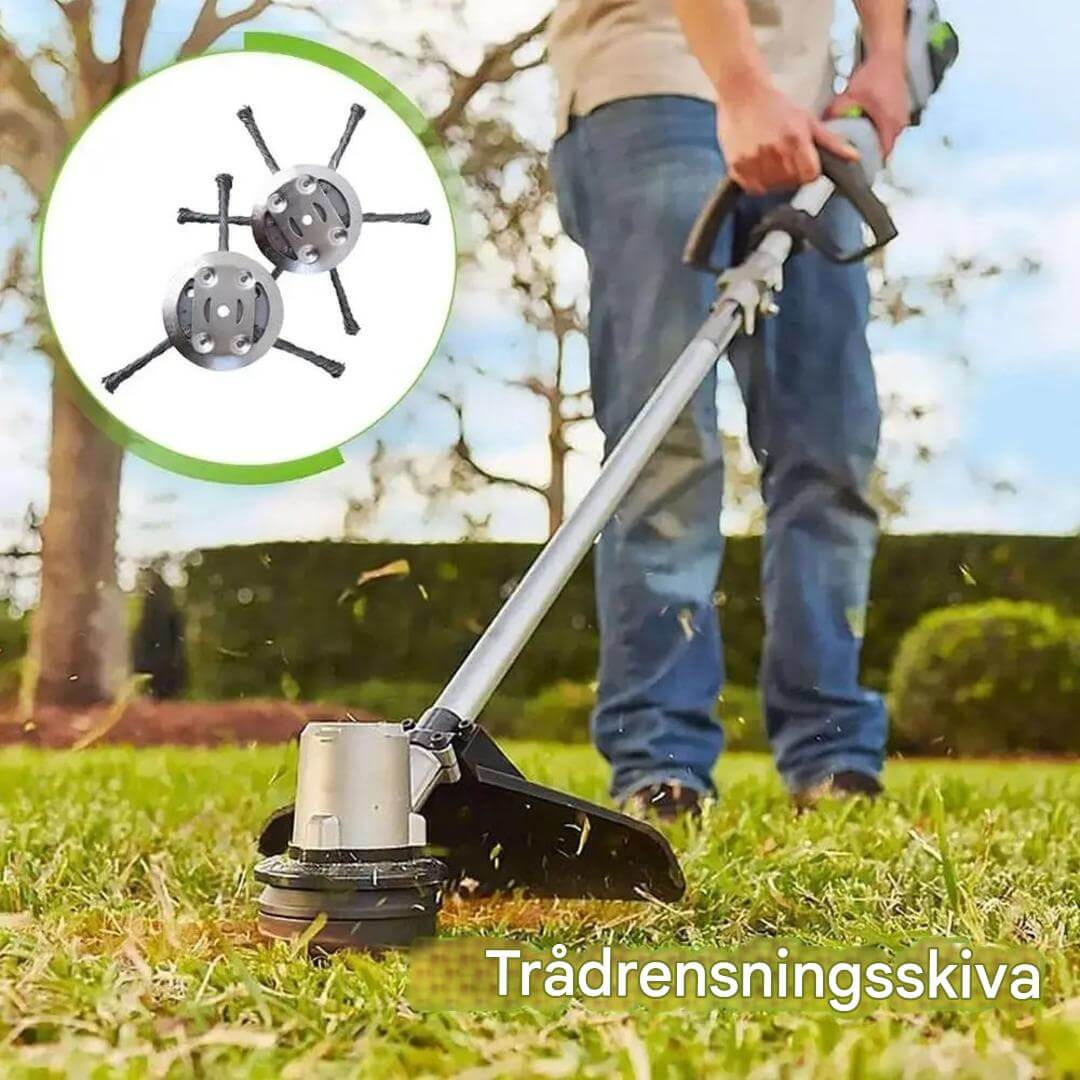 SteelSweep – Universalt stålbørstehode for gresstrimmer | For fjerning av mose, ugress og rust