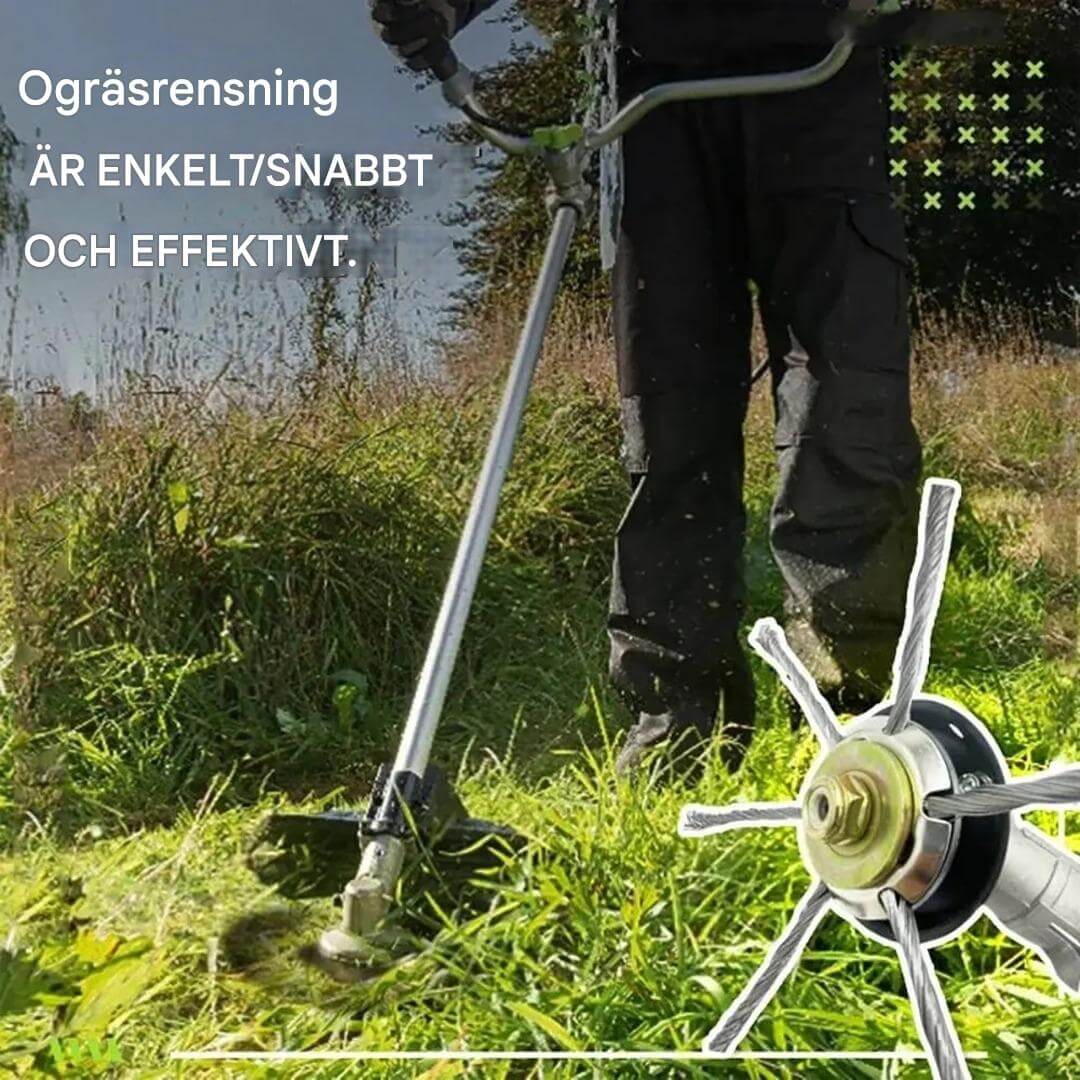 SteelSweep – Universalt stålbørstehode for gresstrimmer | For fjerning av mose, ugress og rust