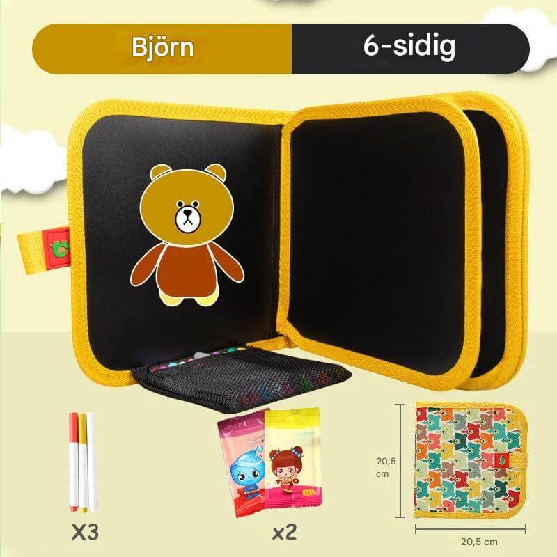 DoodleBloom – Återanvändningsbar Ritbok för Barn | Torkbar & Bärbar Kreativitet med Magisk Penna