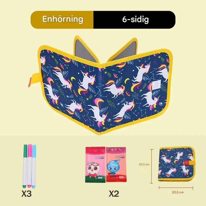 DoodleBloom – Återanvändningsbar Ritbok för Barn | Torkbar & Bärbar Kreativitet med Magisk Penna