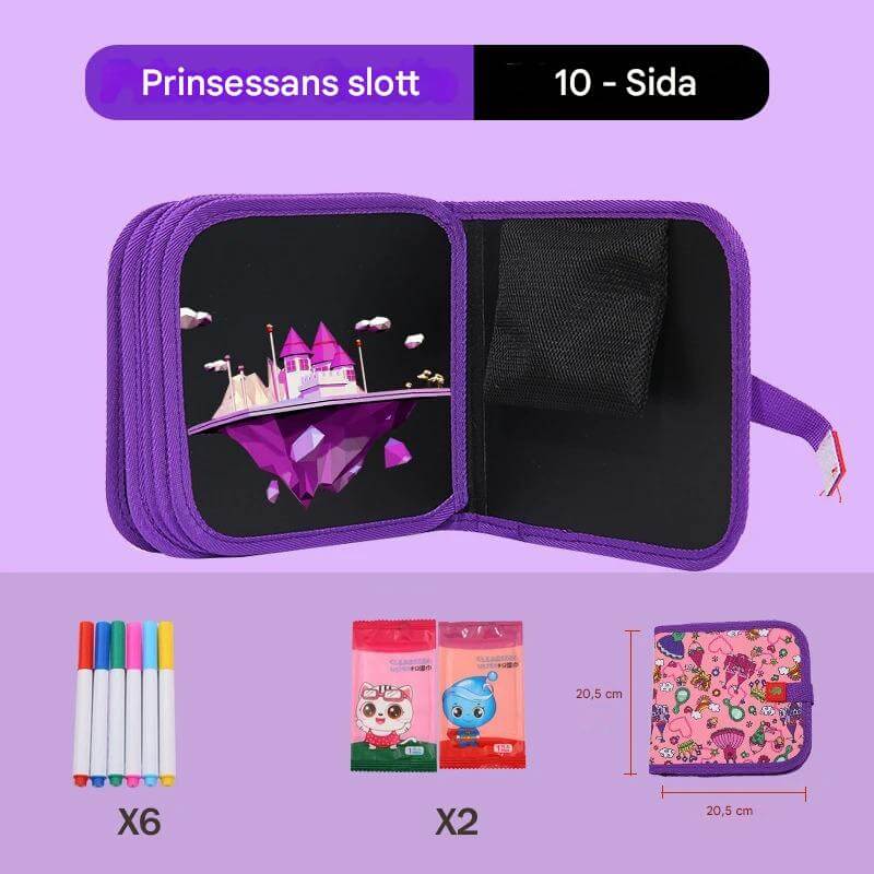 DoodleBloom – Återanvändningsbar Ritbok för Barn | Torkbar & Bärbar Kreativitet med Magisk Penna