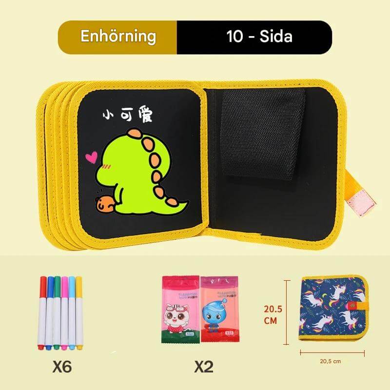 DoodleBloom – Återanvändningsbar Ritbok för Barn | Torkbar & Bärbar Kreativitet med Magisk Penna