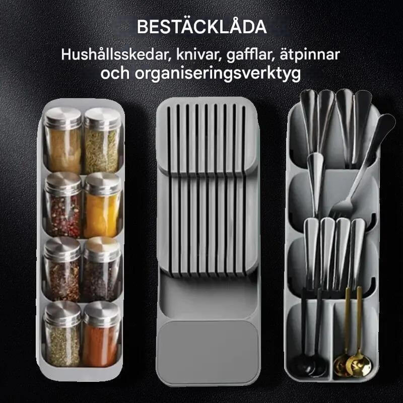 CutliBox – Smart Köksförvaring för Bestick, Knivar och Kryddflaskor | Multifunktionell Organisatör