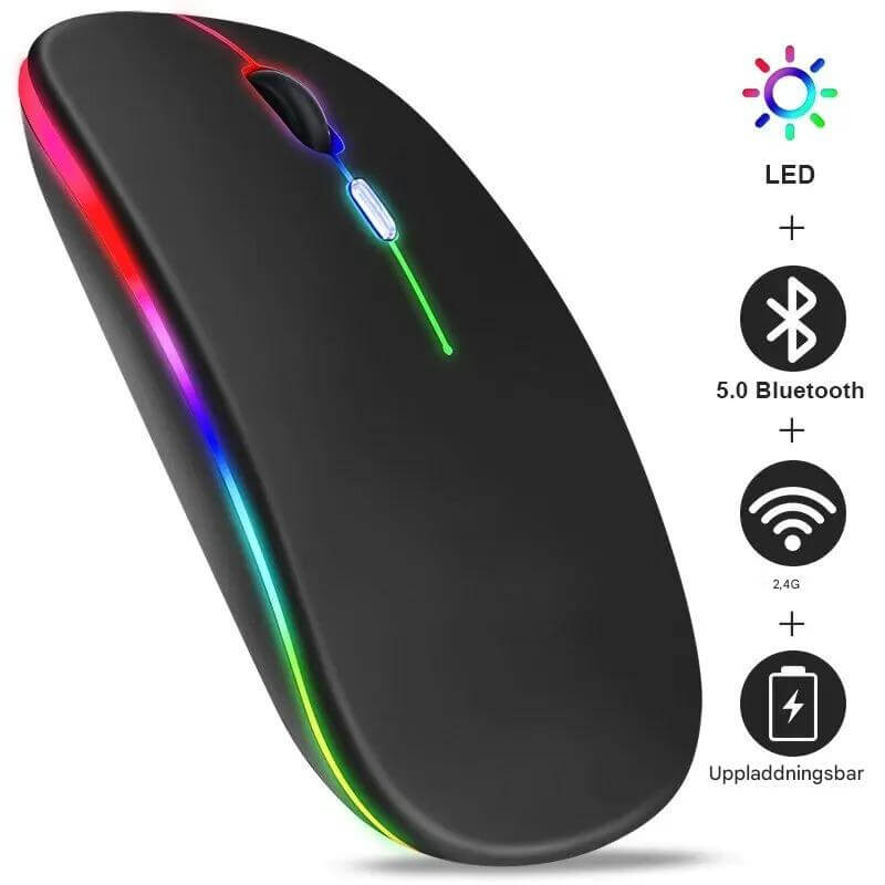 VibeGrip – Trådlös RGB Ergonomisk Mus | Stil, Komfort och Precision i Ett