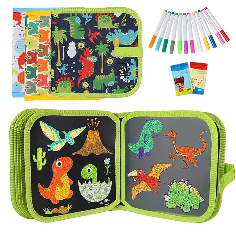 DoodleBloom – Återanvändningsbar Ritbok för Barn | Torkbar & Bärbar Kreativitet med Magisk Penna