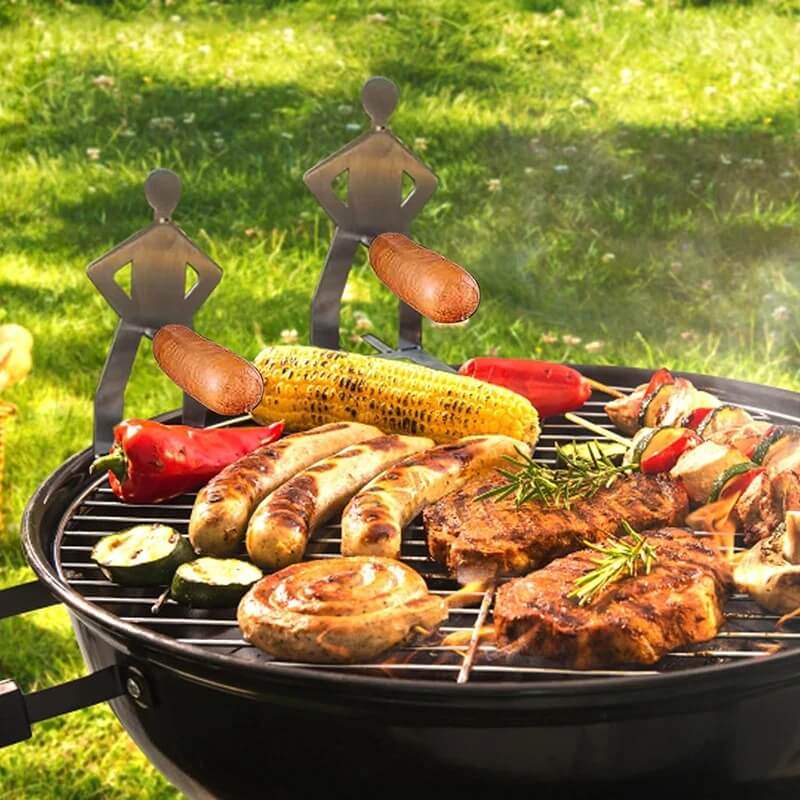 Sausbro - Bärbar korvhållare i rostfritt stål för camping, grill och picknick 5st